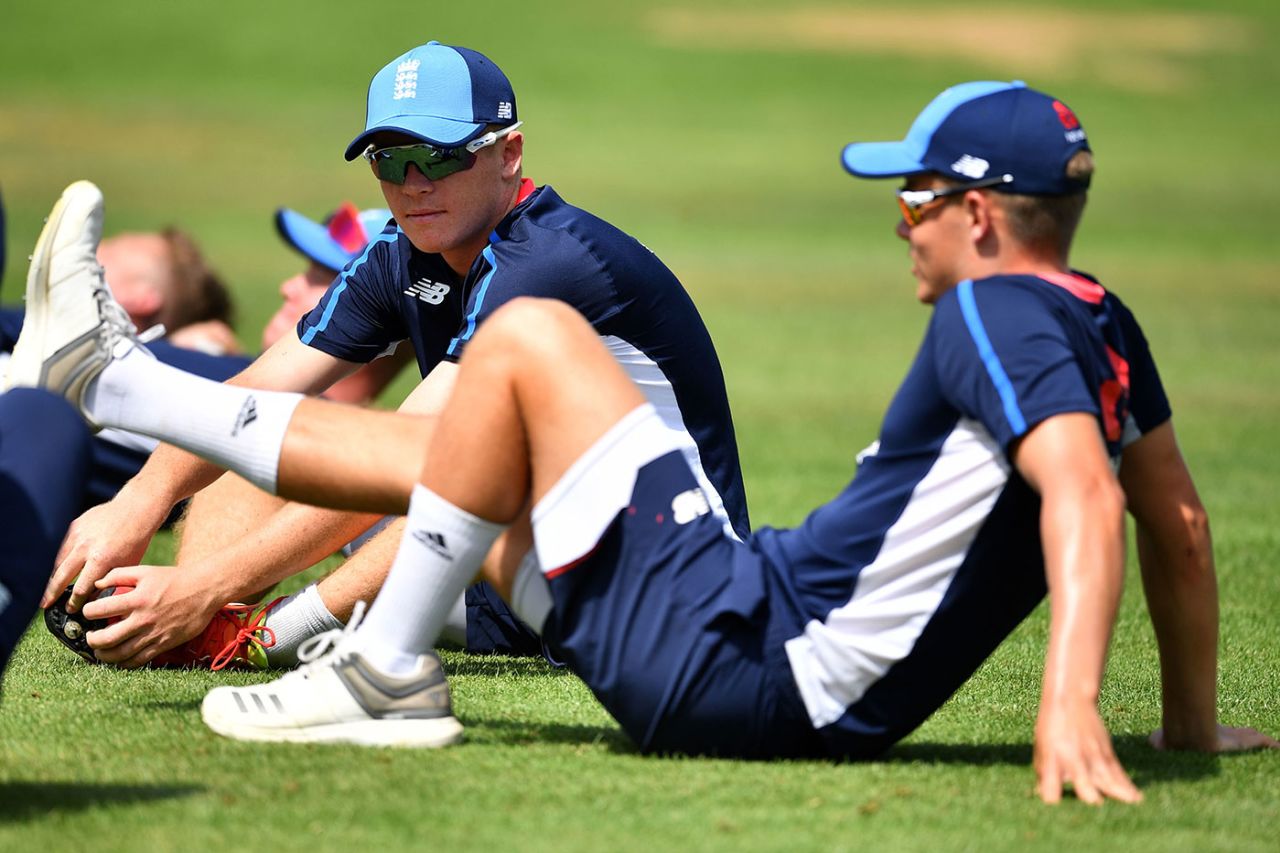 Ollie Pope and Sam Curran warm up ahead of training, England v India, 2nd Test, August 7, 2018