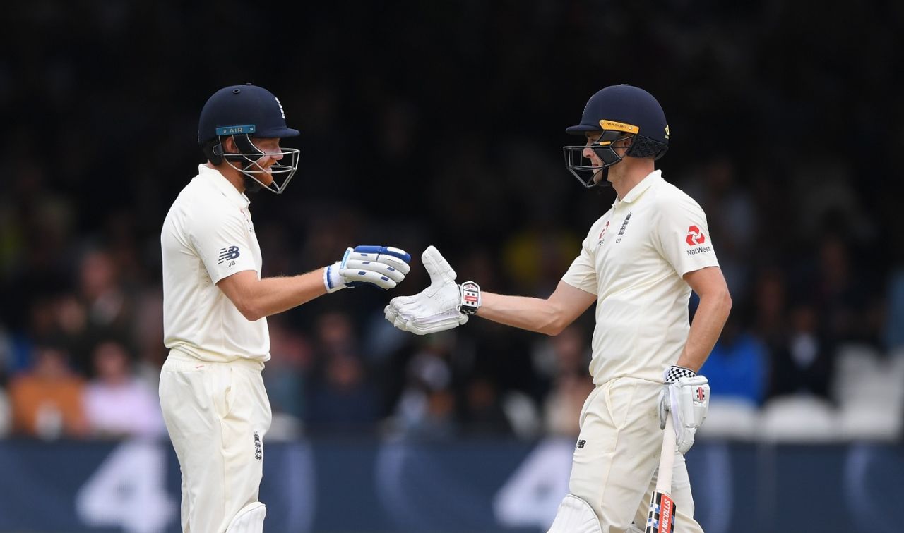 Jonny Bairstow congratulates Chris Woakes on reaching a half-century, England v India, 2nd Test, Lord's, 3rd day, August 11, 2018