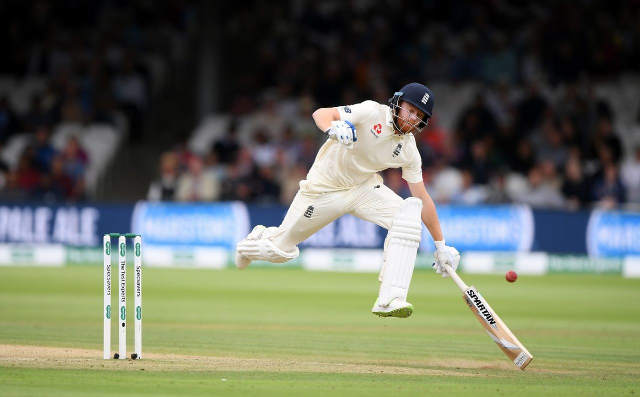 Jonny Bairstow jumps to avoid a throw, England v India, 2nd Test, Lord's, 3rd day, August 11, 2018