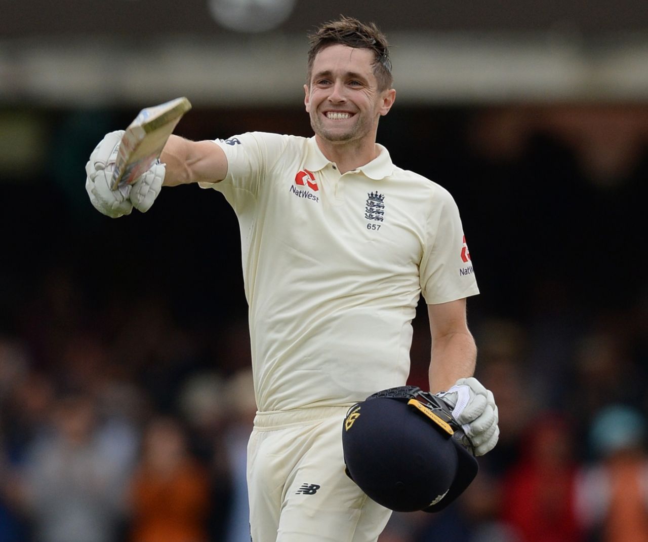 Chris Woakes celebrates reaching a century, England v India, 2nd Test, Lord's, 3rd day, August 11, 2018