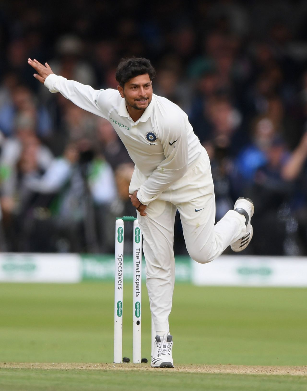 Kuldeep Yadav delivers the ball, England v India, 2nd Test, Lord's, 3rd day, August 11, 2018