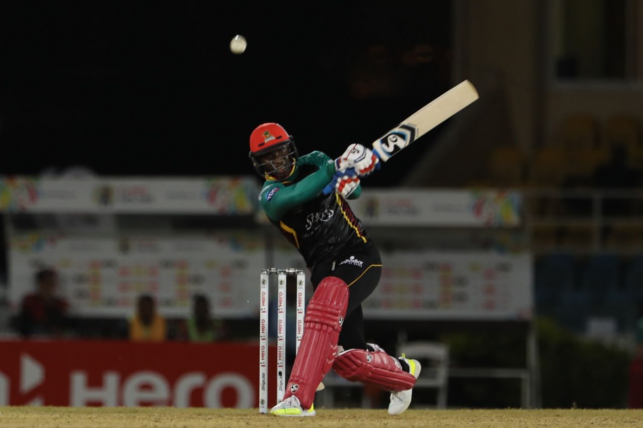 Devon Thomas plays a shot, Trinbago Knight Riders v St Kitts and Nevis Patriots, CPL 2018, Port of Spain, August 11, 2018