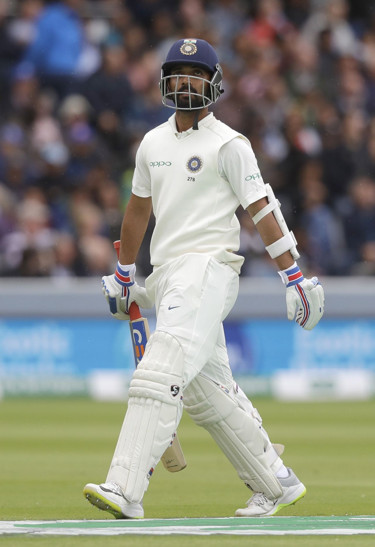 Ajinkya Rahane walks back after being dismissed by Stuart Broad, England vs India, 2nd Test, Day 4, Lord's, August 12, 2018