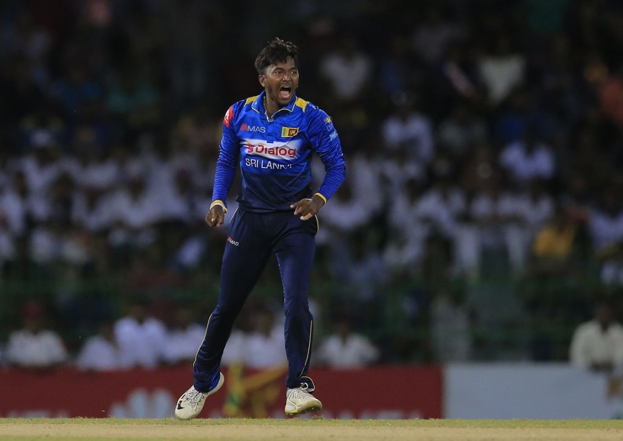 Akila Dananjaya lets out a roar, Sri Lanka vs South Africa, 5th ODI, Colombo, August 12, 2018