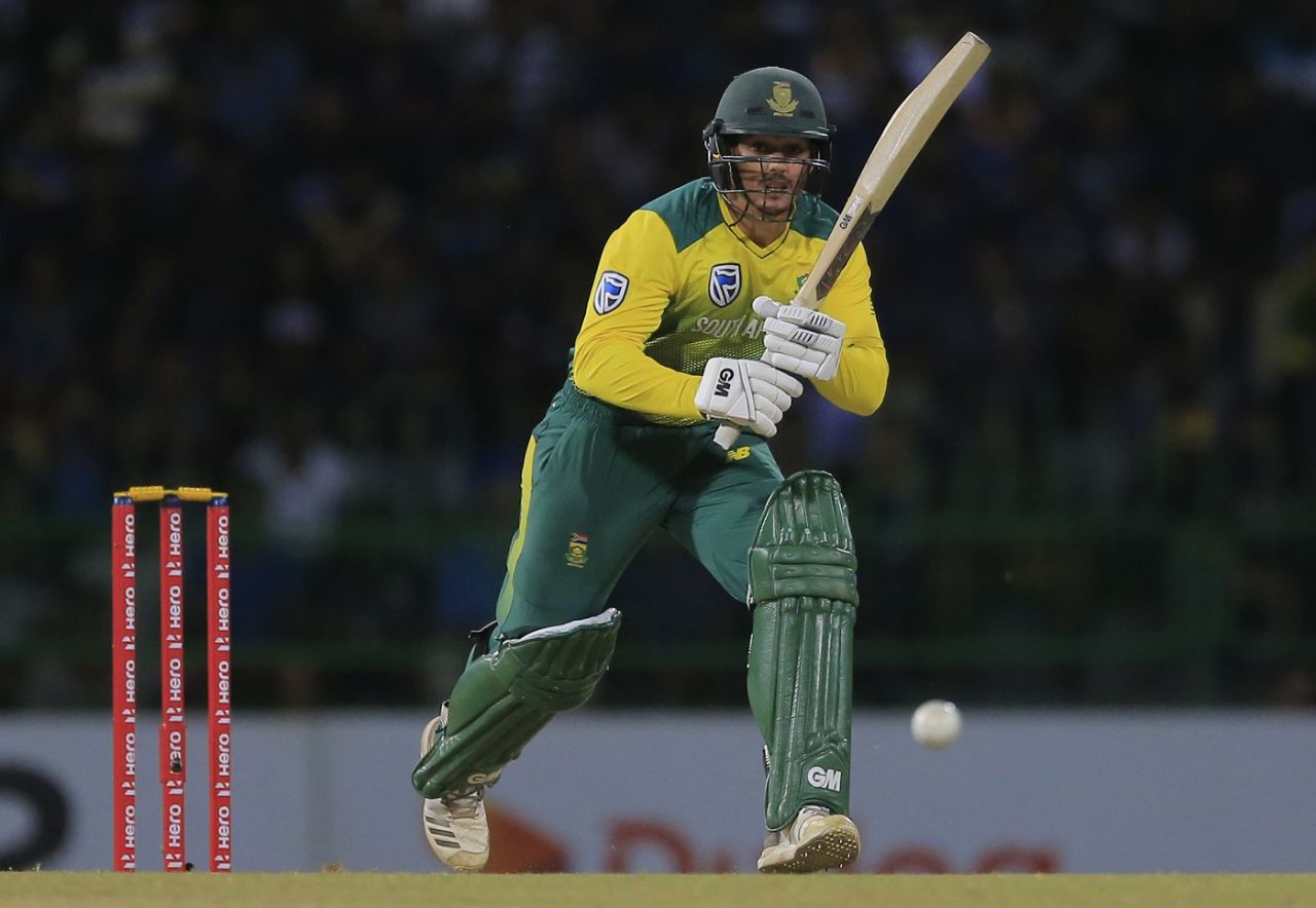 Quinton de Kock sets off for a run, Sri Lanka v South Africa, Only T20I, Colombo, August 14, 2018