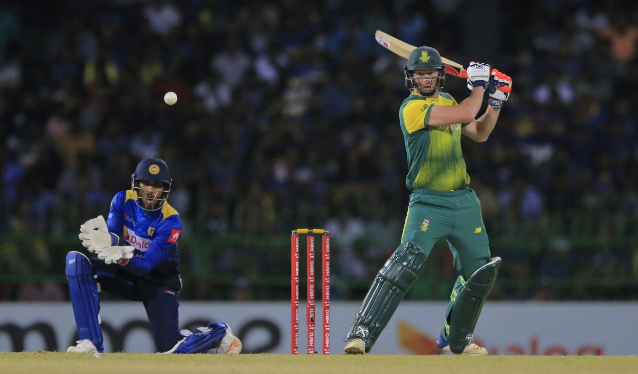 Heinrich Klaasen cuts through the covers, Sri Lanka v South Africa, Only T20I, Colombo, August 14, 2018 