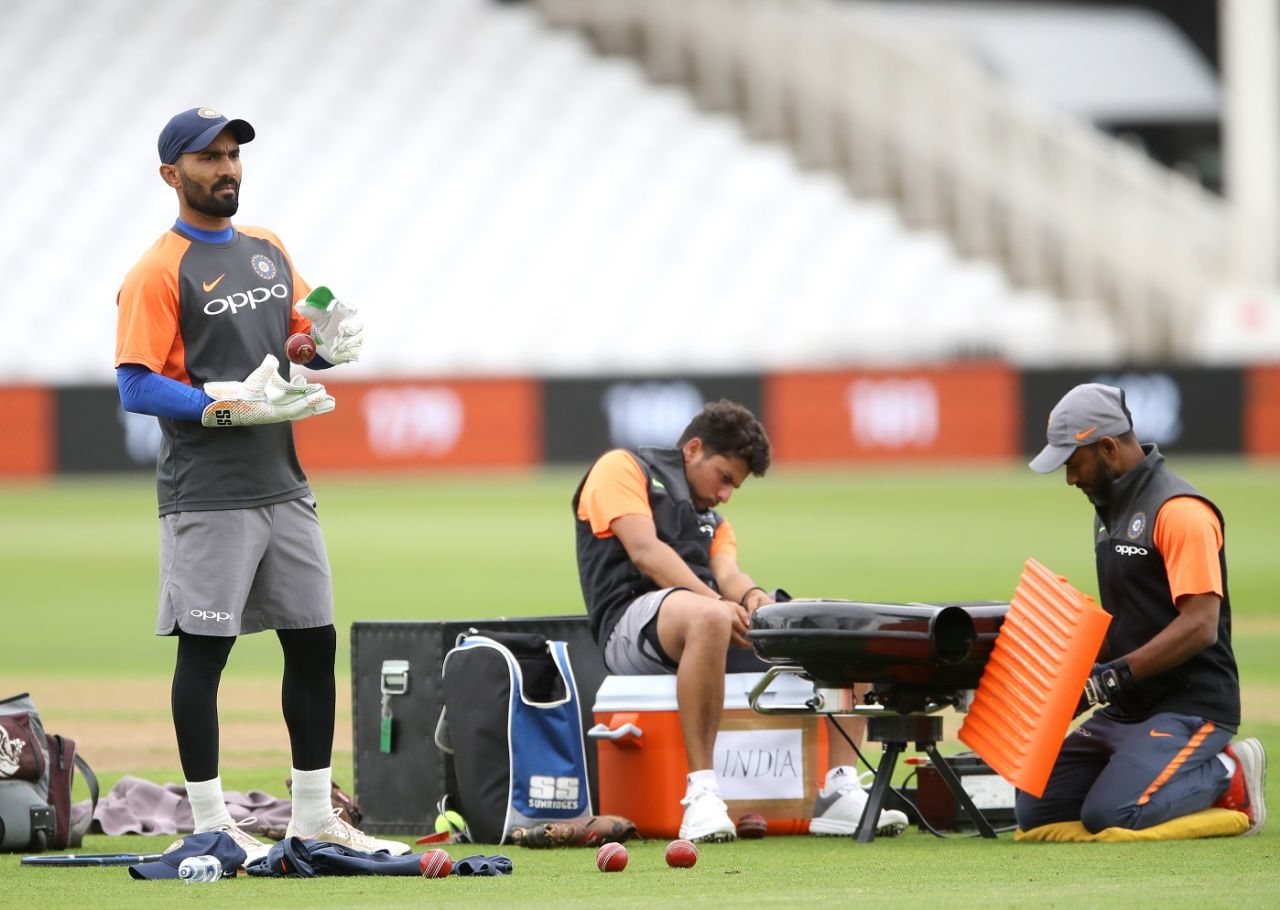 Dinesh Karthik in a contemplative mood at training, England v India, 3rd Test, Trent Bridge, August 17, 2018
