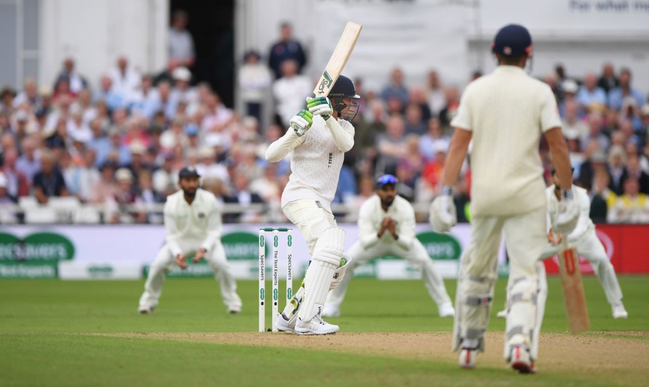 Keaton Jennings slaps through the covers, England v India, 3rd Test, Trent Bridge, 2nd day, August 19, 2018
