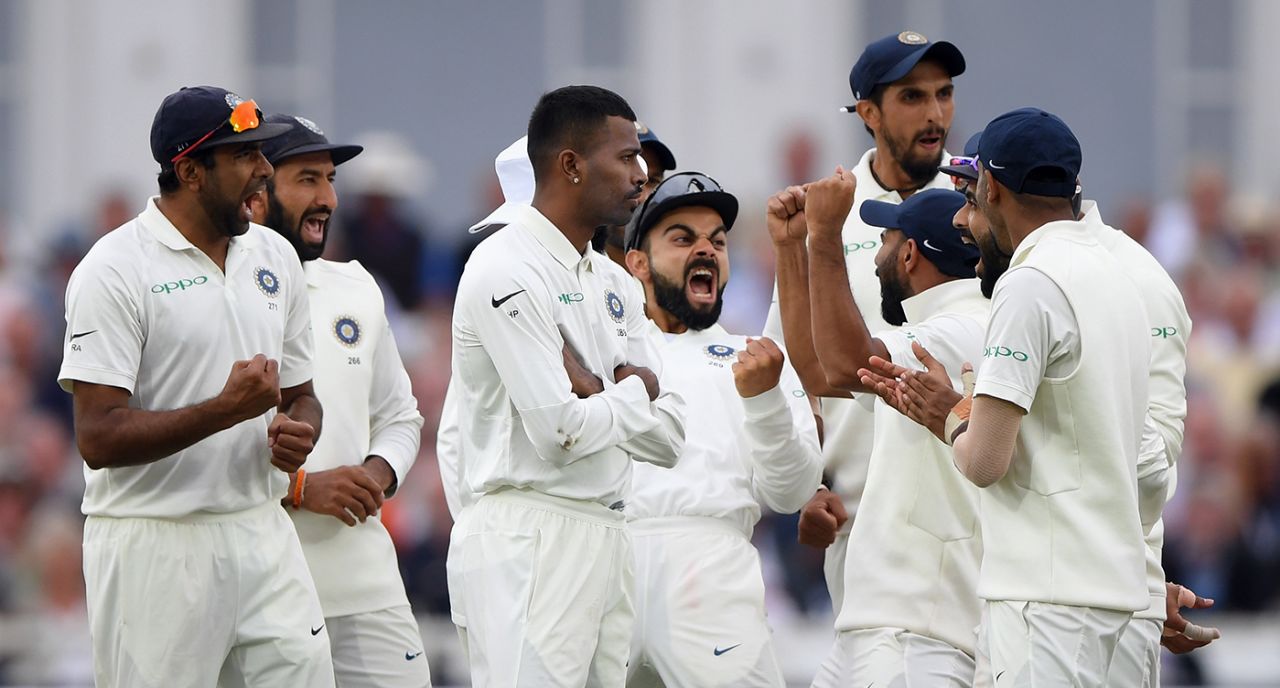 India are expressive in celebration, England v India, 3rd Test, Trent Bridge, 2nd day, August 19, 2018