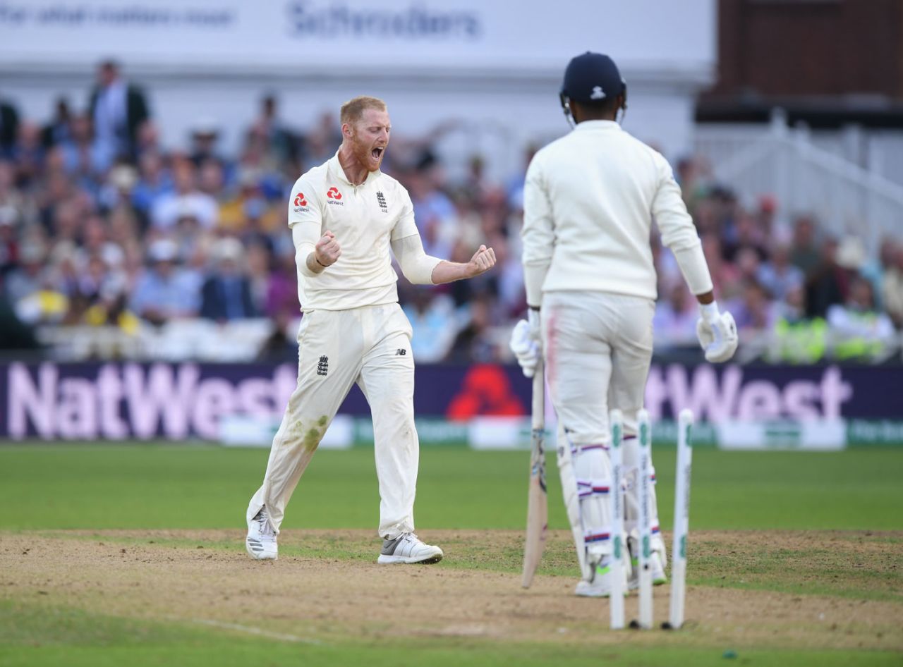 Ben Stokes roars after getting KL Rahul, England v India, 3rd Test, Trent Bridge, 2nd day, August 19, 2018