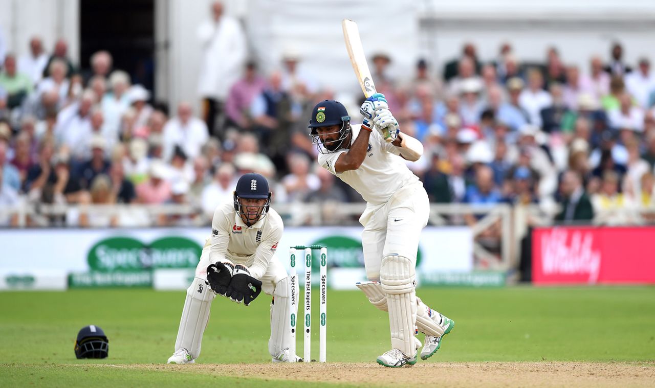 Cheteshwar Pujara sends one through the covers, England v India, 3rd Test, Trent Bridge, 3rd day, August 20, 2018