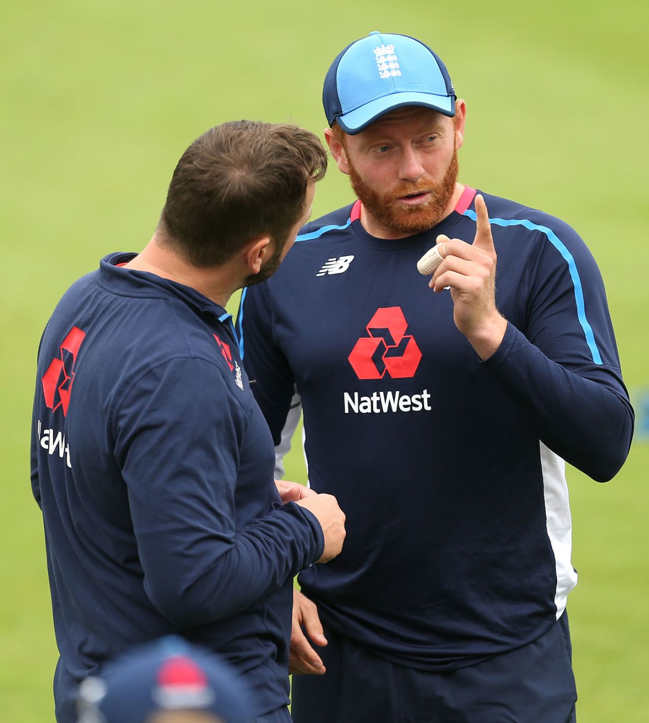Jonny Bairstow sports a bandage on his injured finger, Ageas Bowl, August 28, 2018