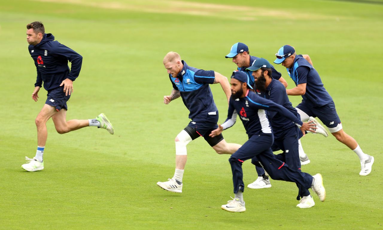 Ben Stokes trained with strapping on his left knee, Ageas Bowl, August 28, 2018