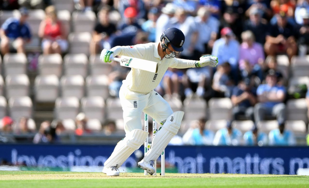 Keaton Jennings was lbw to a Jasprit Bumrah delivery that straightened wickedly, England v India, 4th Test, Ageas Bowl, 1st day, August 30, 2018