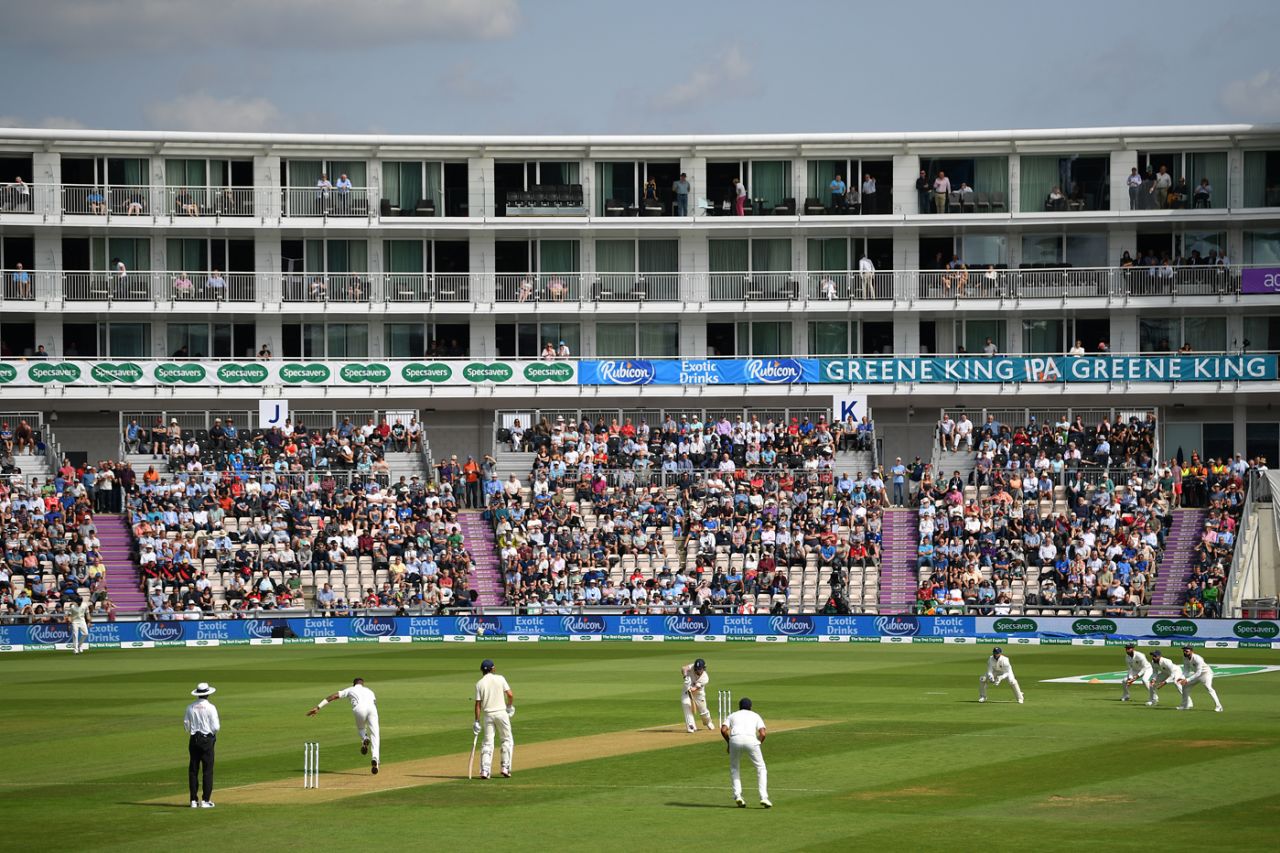 Fans view the action from a nearby apartment building, England v India, 4th Test, Ageas Bowl, 1st day, August 30, 2018