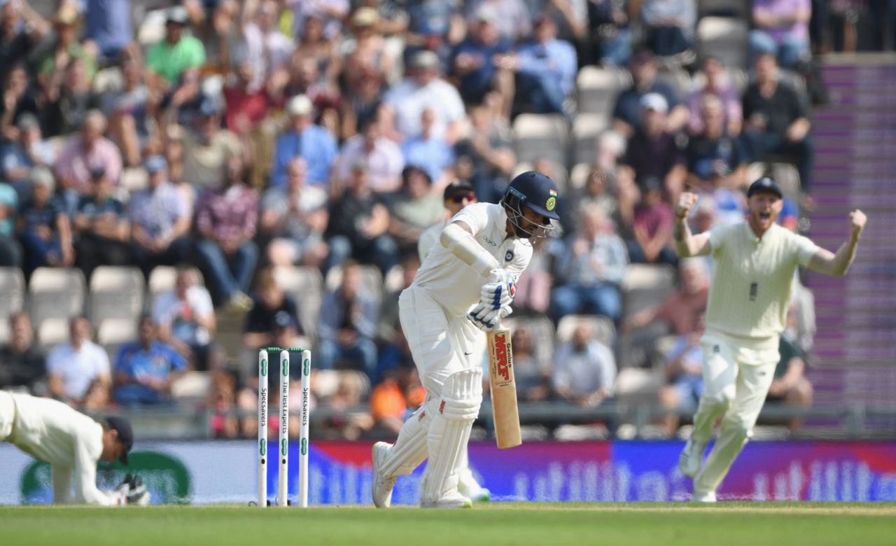 Shikhar Dhawan was caught behind for 23, England v India, 4th Test, Southampton, 2nd day, August 31, 2018