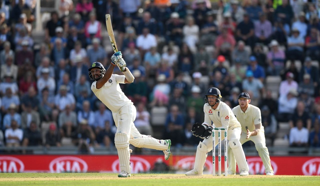 Cheteshwar Pujara lofts one down the ground, England v India, 4th Test, Southampton, 2nd day, August 31, 2018