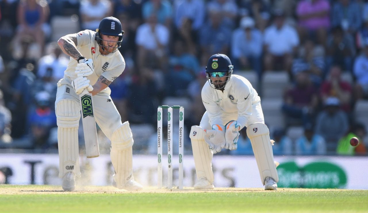 Ben Stokes steers one onto the off side, England v India, 4th Test, Ageas Bowl, 3rd day, September 1, 2018 