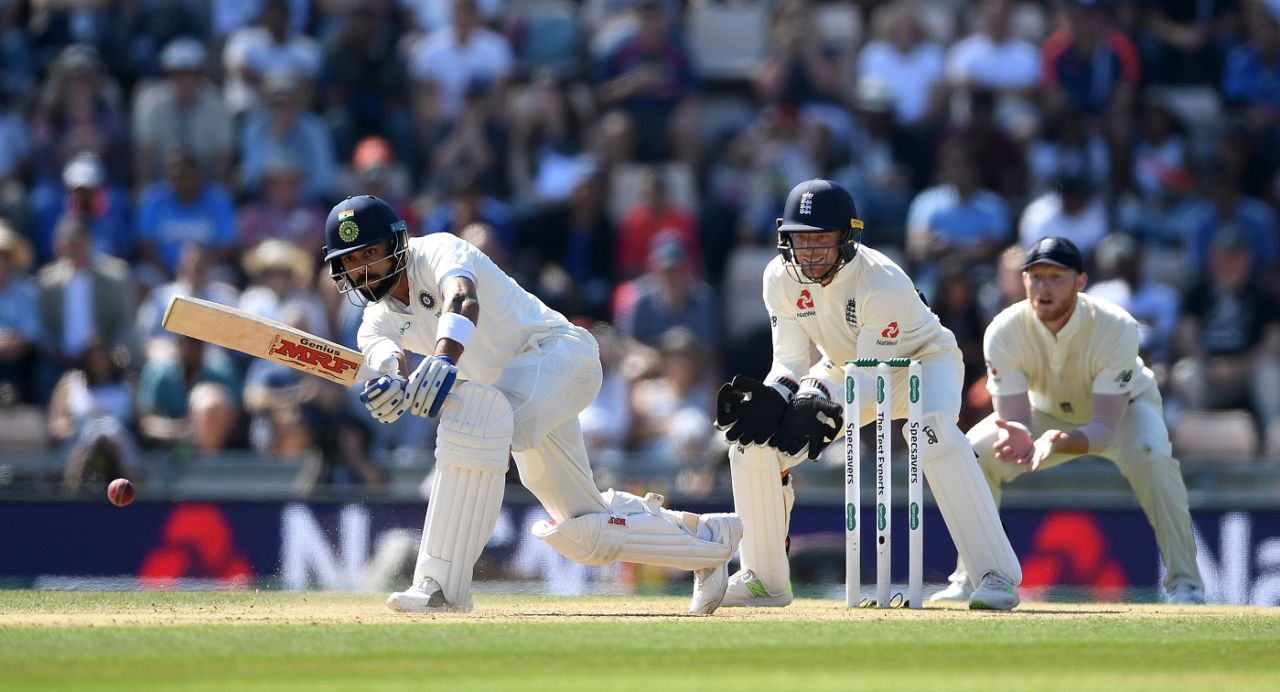 Virat Kohli combines his reach and wrists to work the ball to the leg side, England v India, 4th Test, Ageas Bowl, 4th day, September 2, 2018
