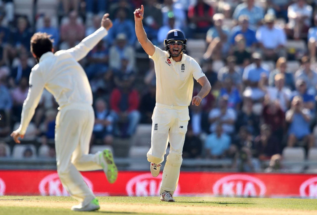 Alastair Cook celebrates after taking the catch to dismiss Virat Kohli, England v India, 4th Test, Ageas Bowl, 4th day, September 2, 2018