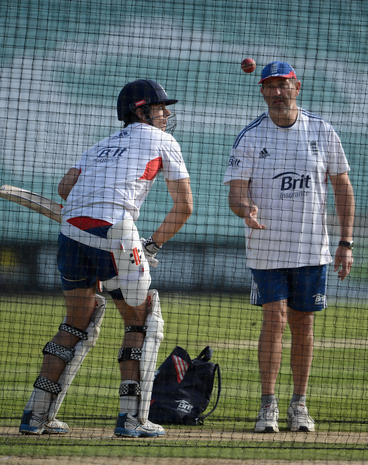 Alastair Cook and Graham Gooch in the nets, August 8, 2013