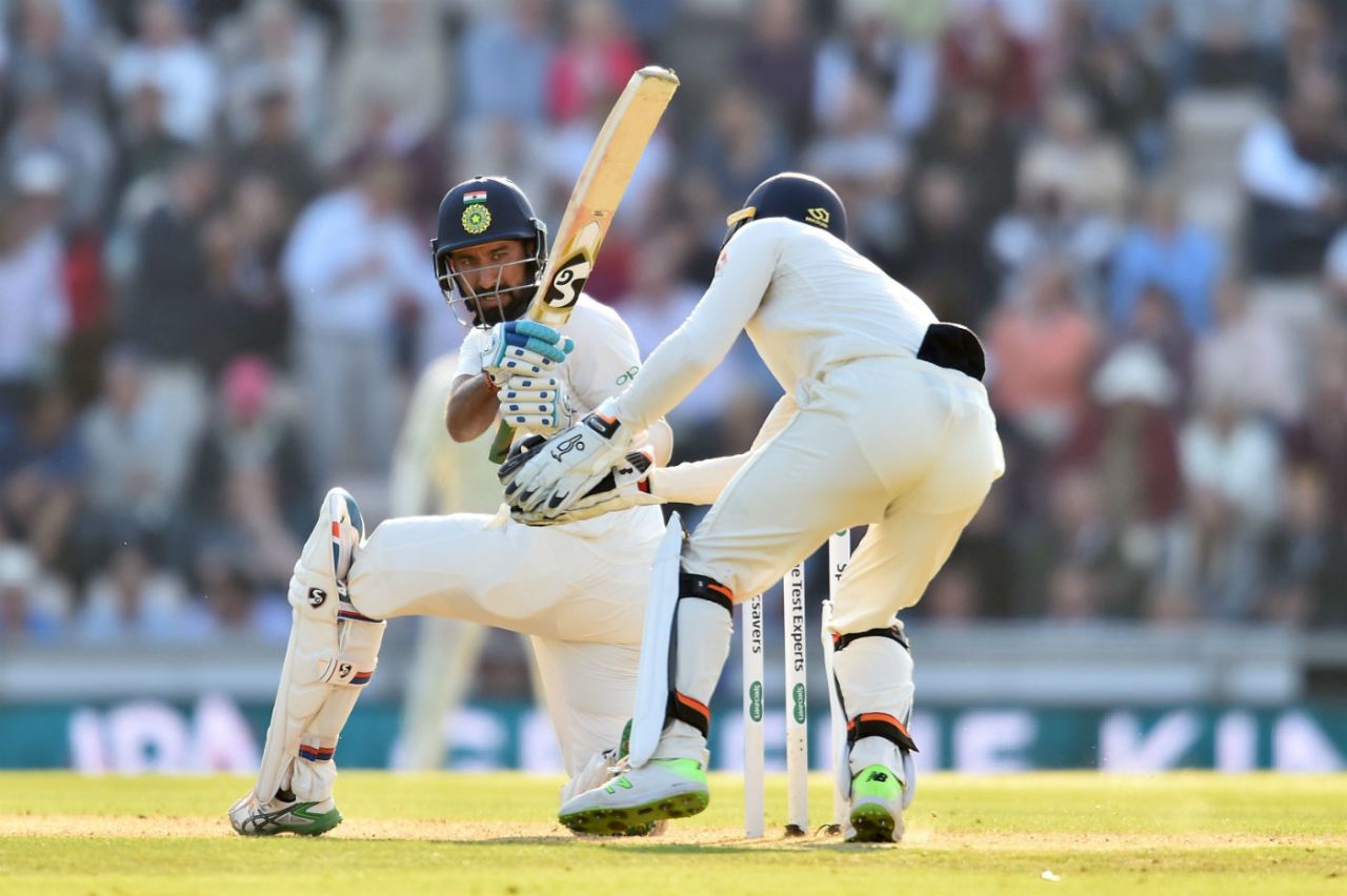 Cheteshwar Pujara plays a rare paddle sweep, India tour of England 2018