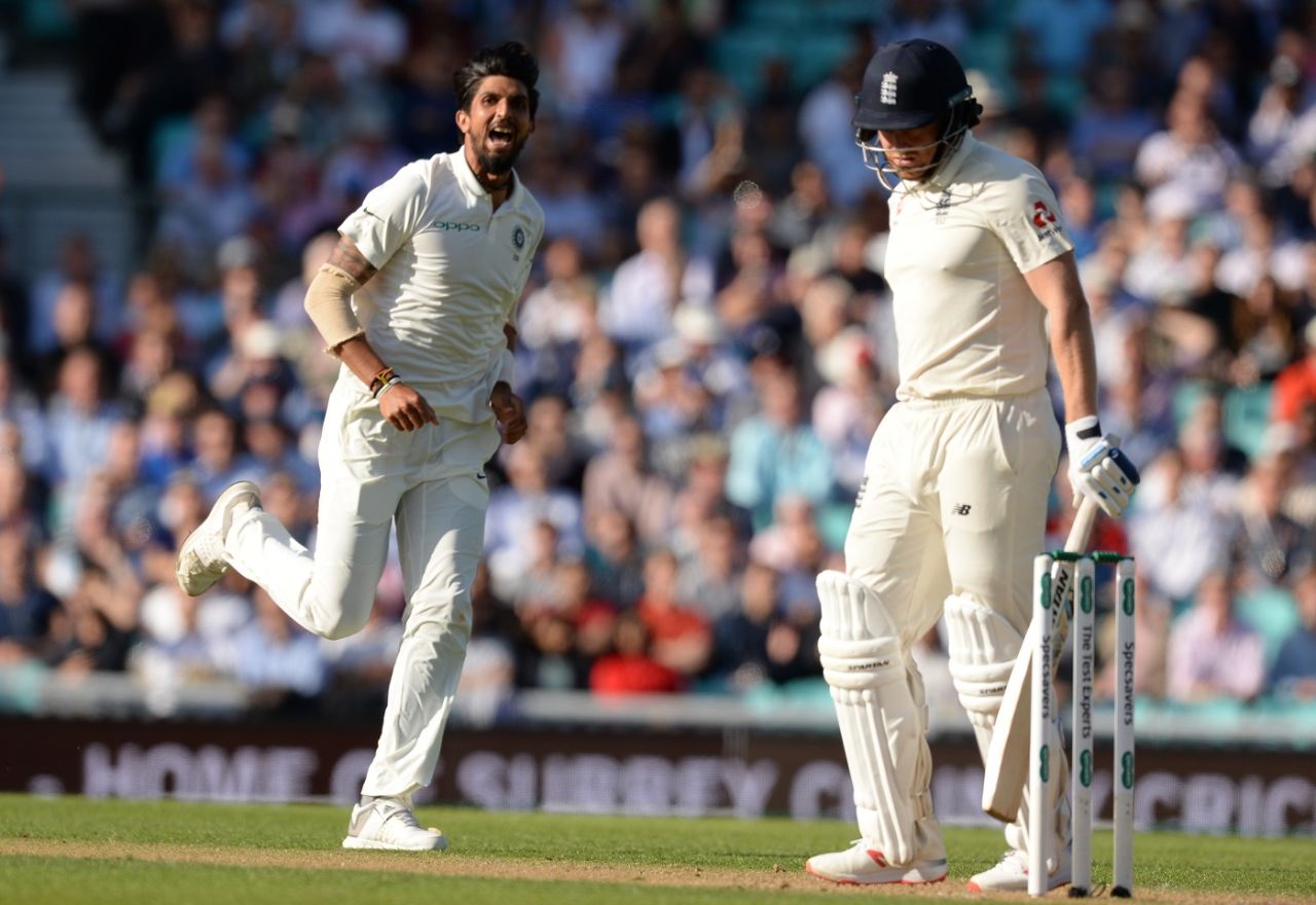 Ishant Sharma roars after a wicket, England v India, 5th Test, The Oval, 1st day, September 7, 2018