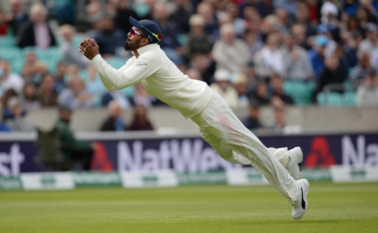 KL Rahul took a sensational catch to send back Stuart Broad, England v India, 5th Test, The Oval, 2nd day, September 8, 2018