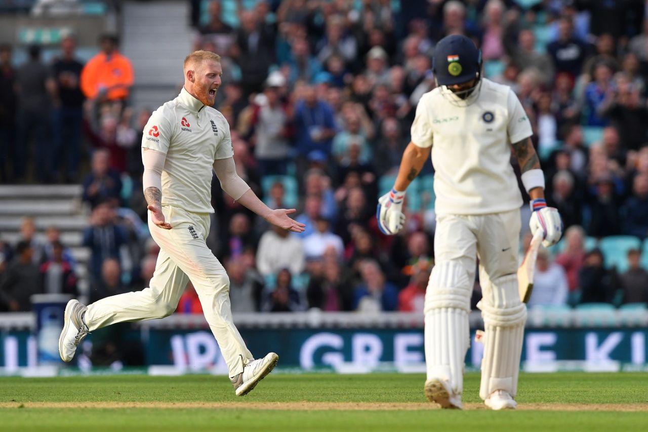 Ben Stokes exults after dismissing Virat Kohli, England v India, 5th Test, The Oval, 2nd day, September 8, 2018