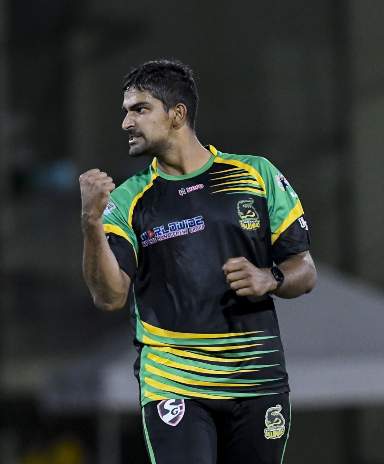 Ish Sodhi is pumped up after taking a wicket, Guyana Amazon Warriors v Jamaica Tallawahs, CPL 2018, Providence Stadium, September 8, 2018