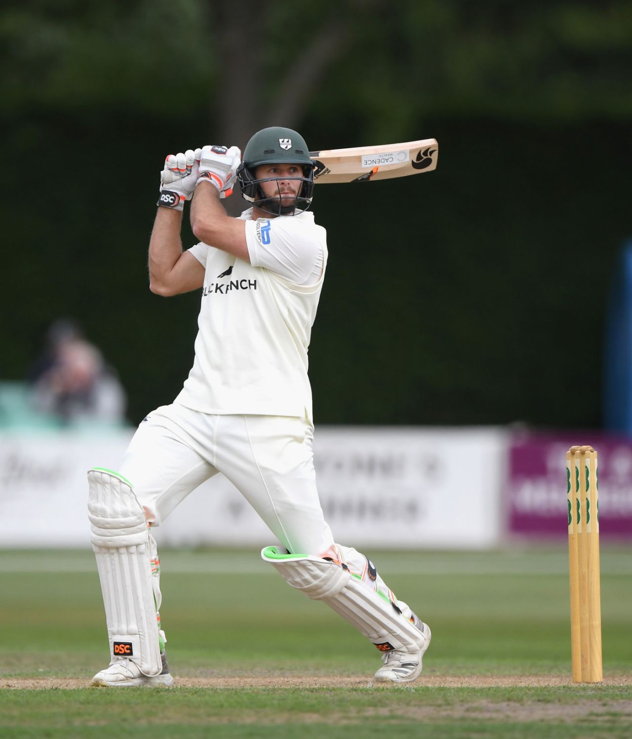 Ross Whiteley cuts during his half-century, Worcestershire v Surrey, County Championship, Division One, New Road, September 10, 2018