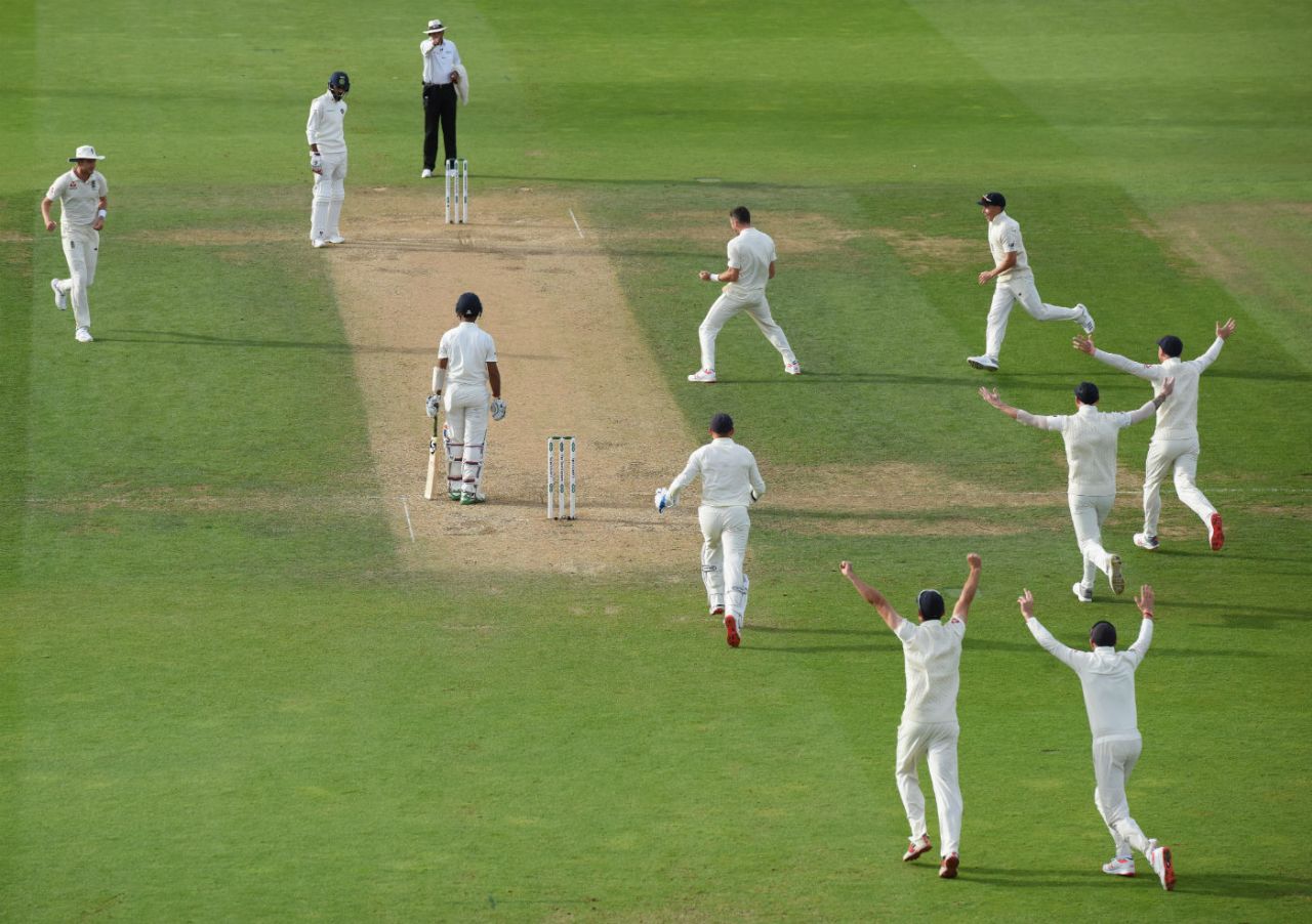 James Anderson draws level with Glenn McGrath on 563 Test wickets by removing Cheteshwar Pujara, England v India, 5th Test, The Oval, 4th day, September 10, 2018