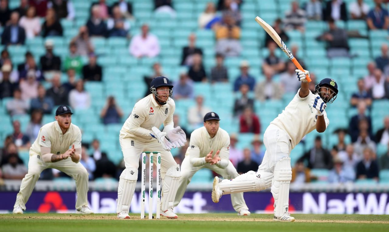 Rishabh Pant clears the ropes one-handed, England v India, 5th Test, The Oval, 5th day, September 11, 2018