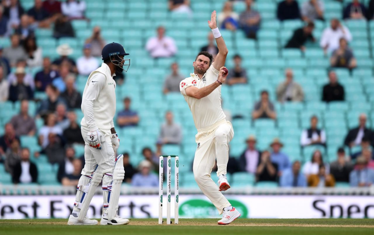 James Anderson goes through his delivery stride, England v India, 5th Test, The Oval, 5th day, September 11, 2018