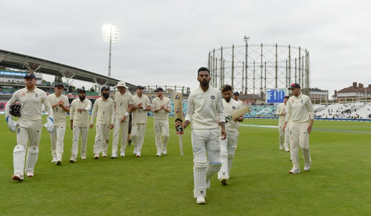 Centurion KL Rahul led players off the field at lunch, England v India, 5th Test, The Oval, 5th day, September 11, 2018