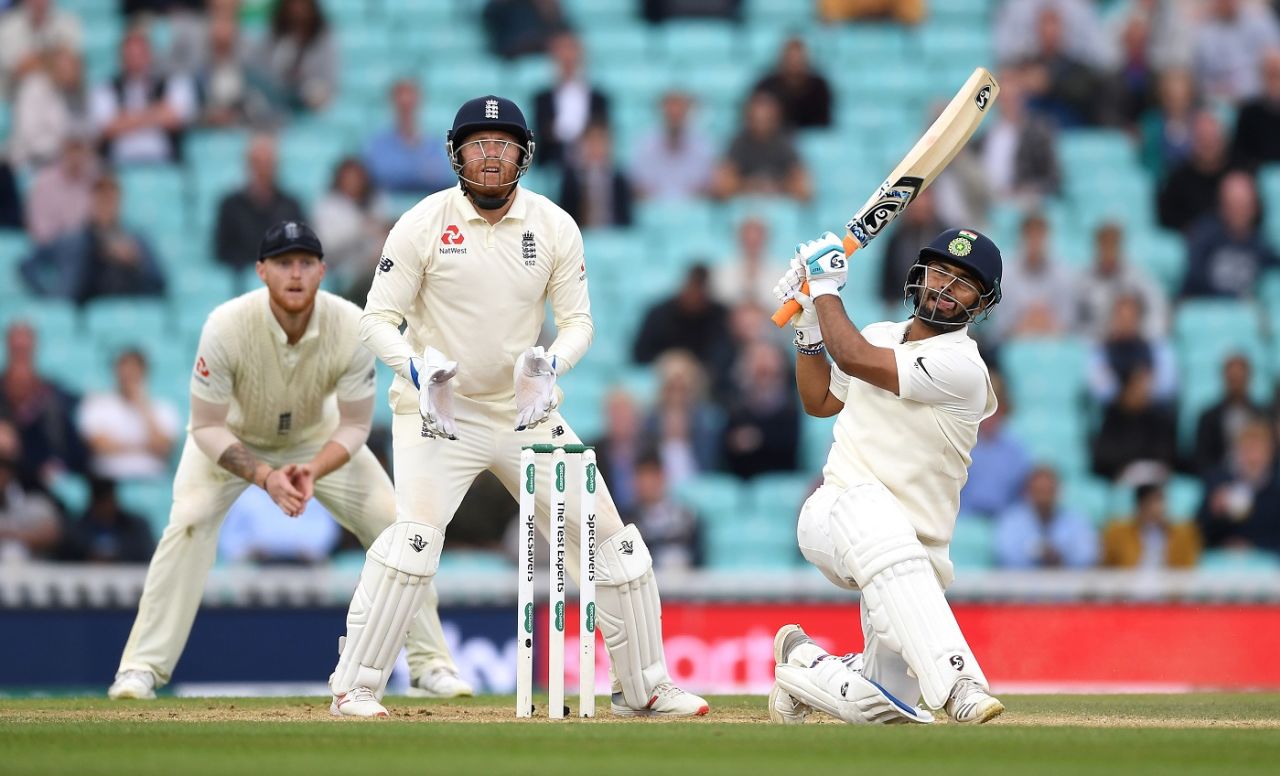 Rishabh Pant brings up his maiden Test hundred with a six, England v India, 5th Test, The Oval, 5th day, September 11, 2018
