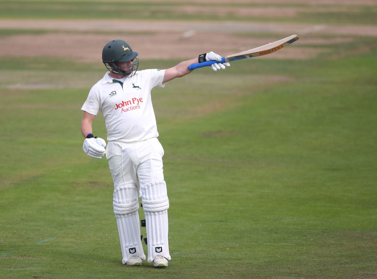 Steven Mullaney acknowledges his fifty, Nottinghamshire v Essex, County Championship, Division One, Trent Bridge, September 12, 2018