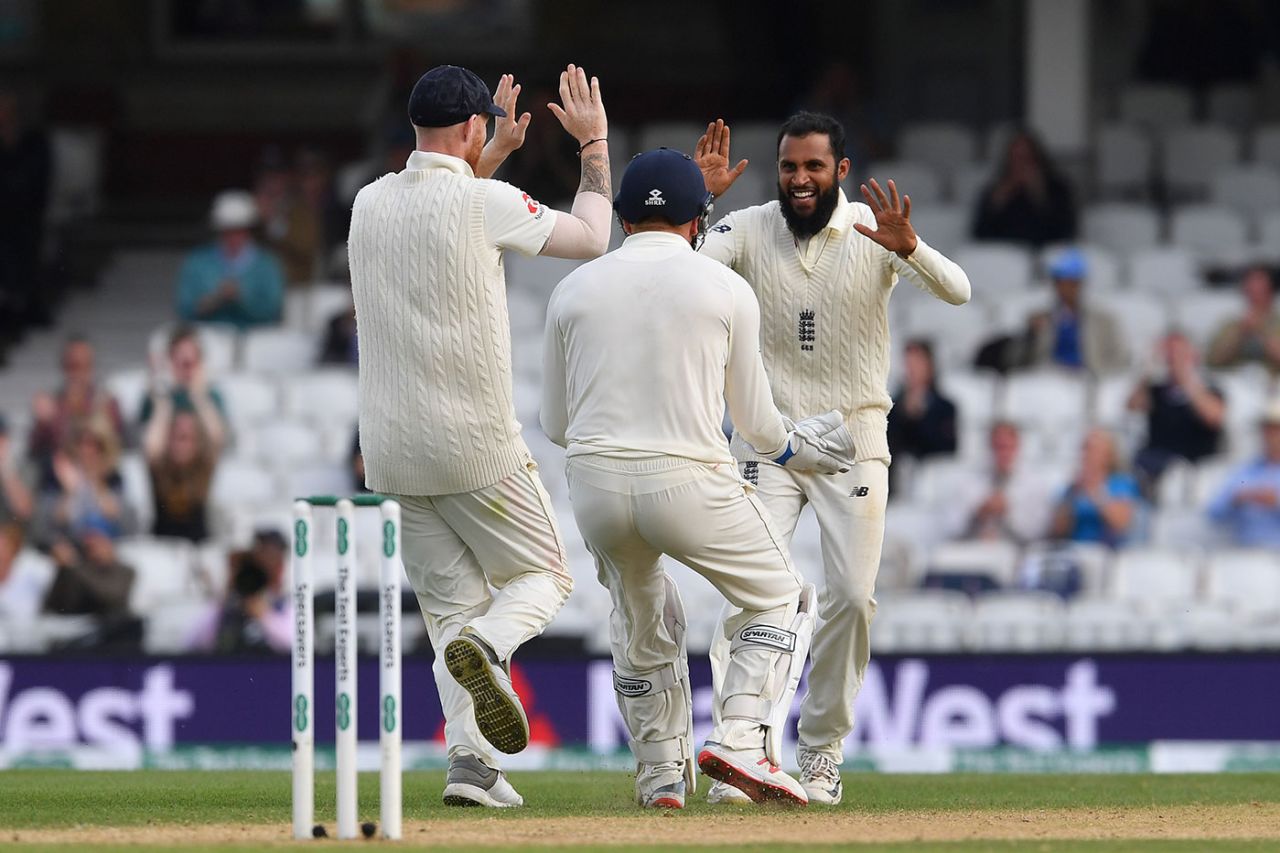 Adil Rashid celebrates dismissing KL Rahul, England v India, 5th Test, The Oval, September 11, 2018