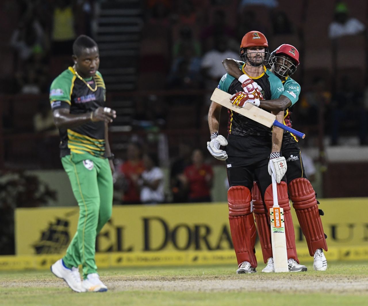 Ben Cutting clinches the eliminator with a six off the penultimate ball, Jamaica Tallawahs v
St Kitts and Nevis Patriots, CPL 2018, Providence, September 12, 2018