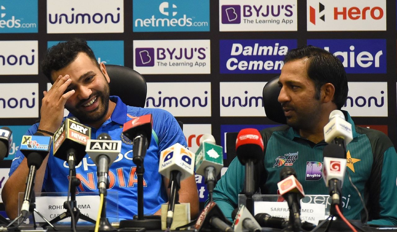 Rohit Sharma and Safraz Ahmed address a press conference, Dubai, September 14, 2018