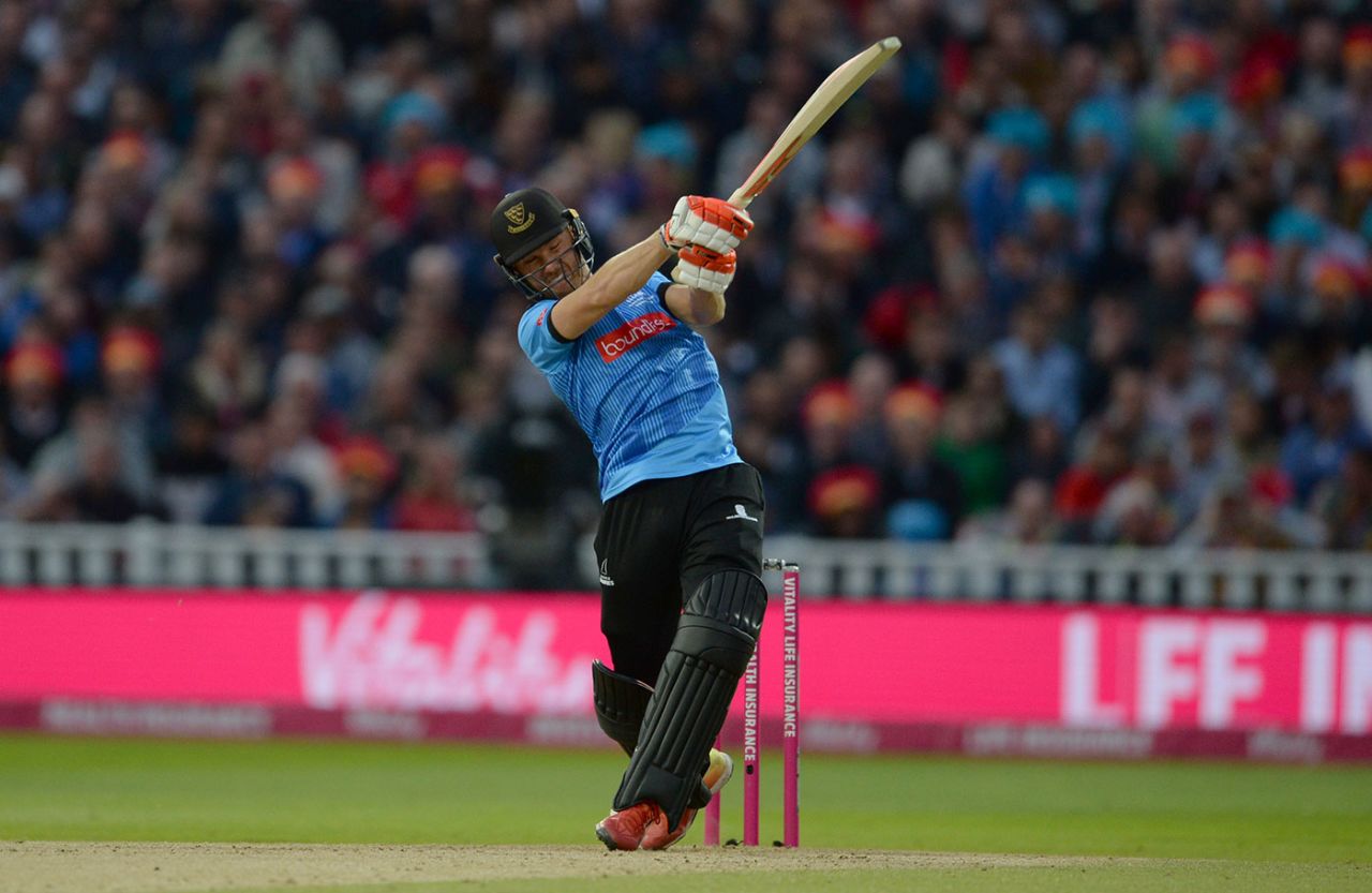 Laurie Evans puts everything into a shot, Worcestershire v Sussex, T20 Blast, Final, Edgbaston, September 15, 2018