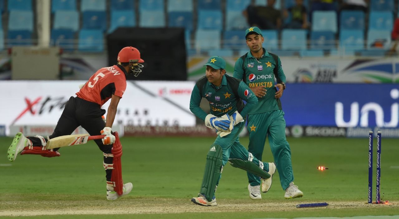 Sarfraz Ahmed runs out Ehsan Nawaz, Hong Kong v Pakistan, 2nd ODI, Asia Cup, September 16, 2018