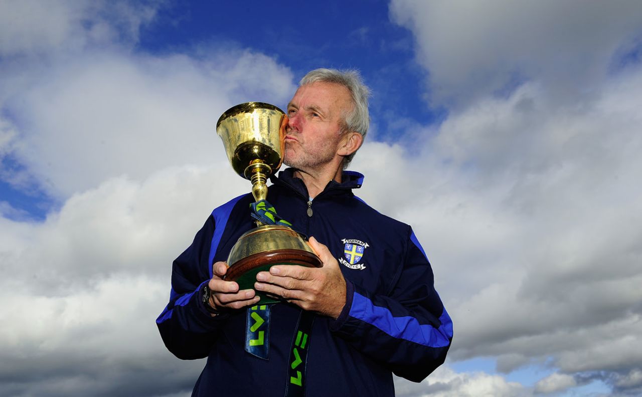 Geoff Cook with the County Championship trophy, September 19, 2013