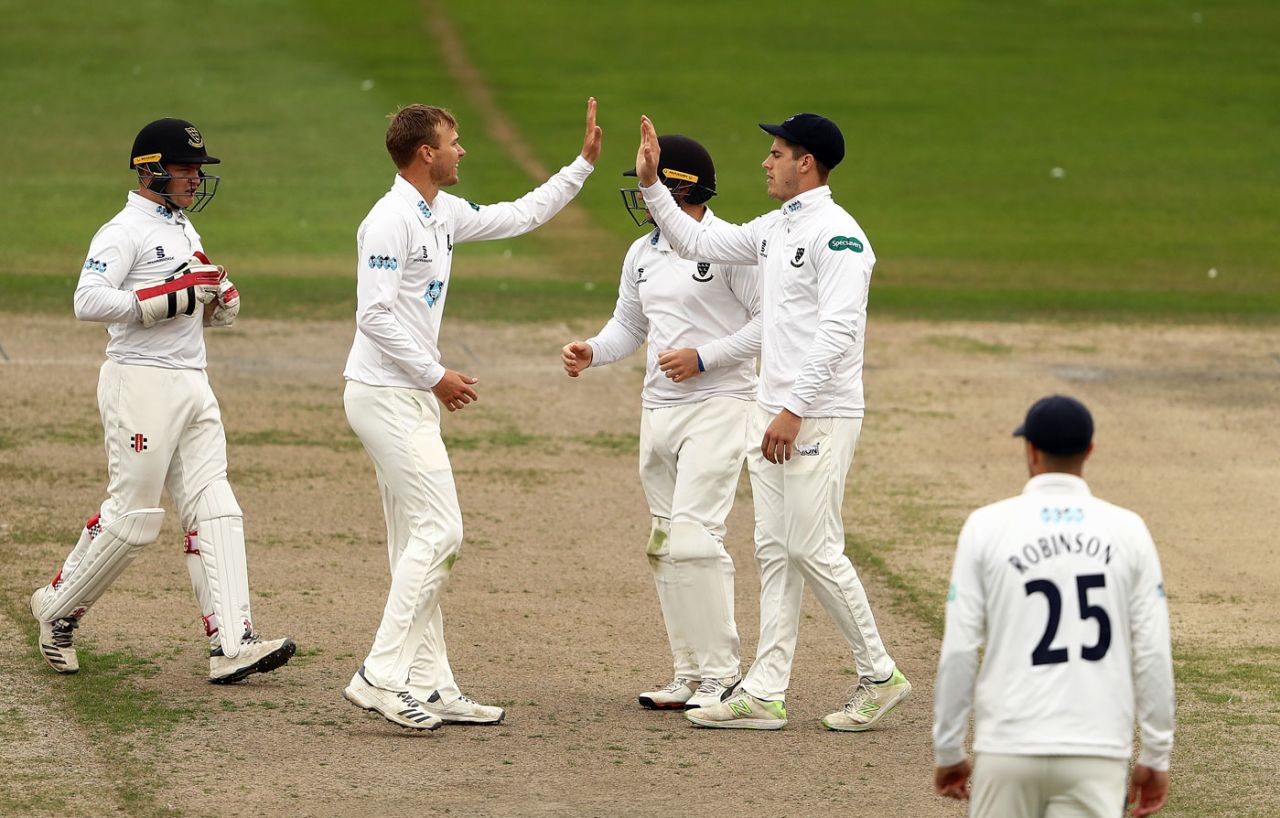Danny Briggs celebrates a wicket, Sussex v Warwickshire, County Championship, Hove, September 18, 2018