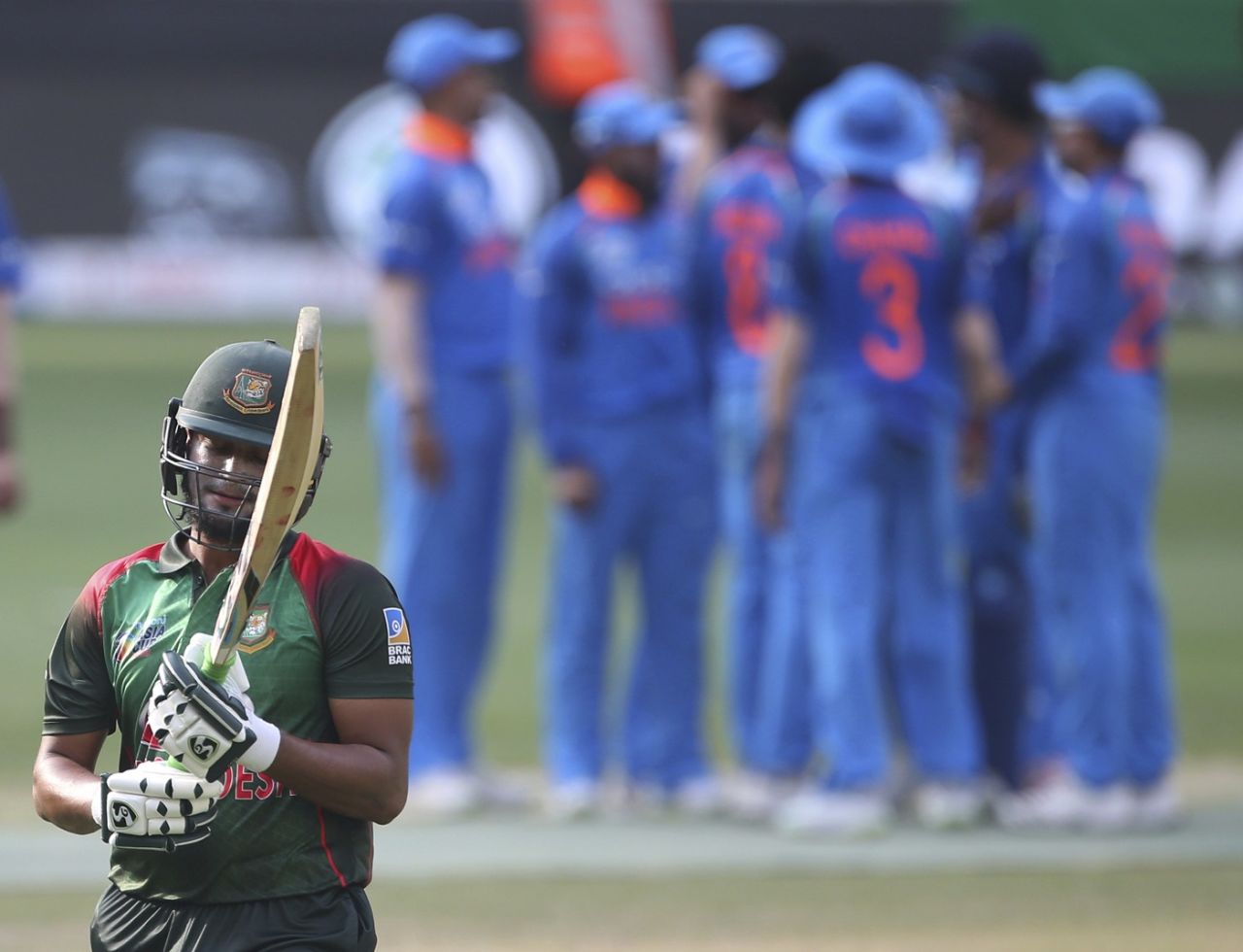 Shakib Al Hasan contemplates a poor shot, Bangladesh v India, Asia Cup, Dubai, September 21, 2018