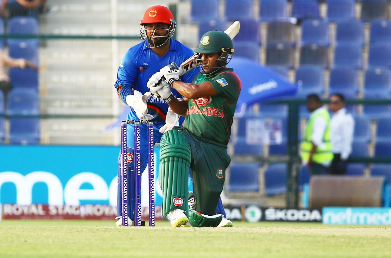 Imrul Kayes nails a sweep, Afghanistan v Bangladesh, 4th match, Super Four, Asia Cup 2018, Abu Dhabi, September 23, 2018