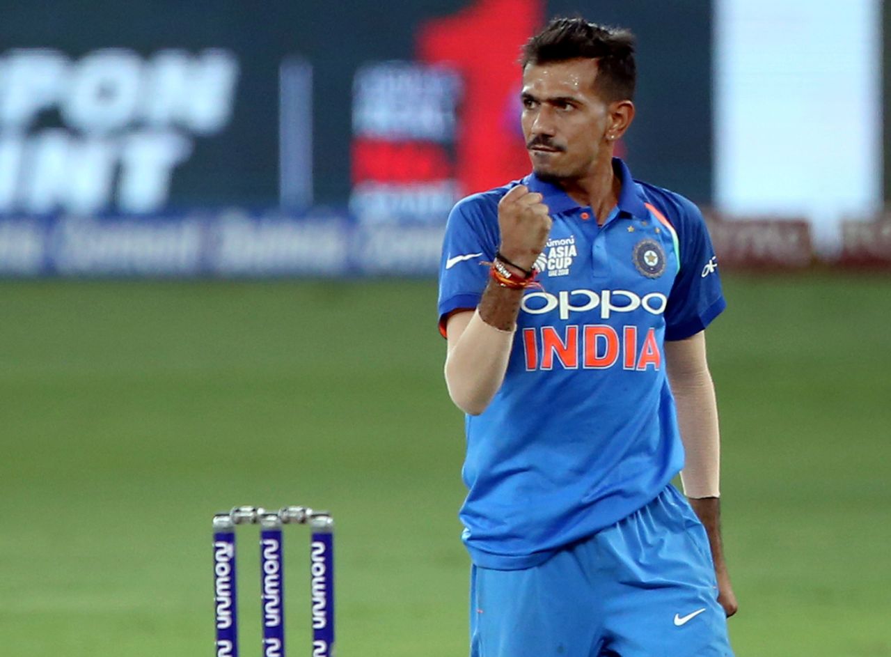 Yuzvendra Chahal punches in the air , India v Pakistan, Super Four, Asia Cup 2018, Dubai, September 23, 2018