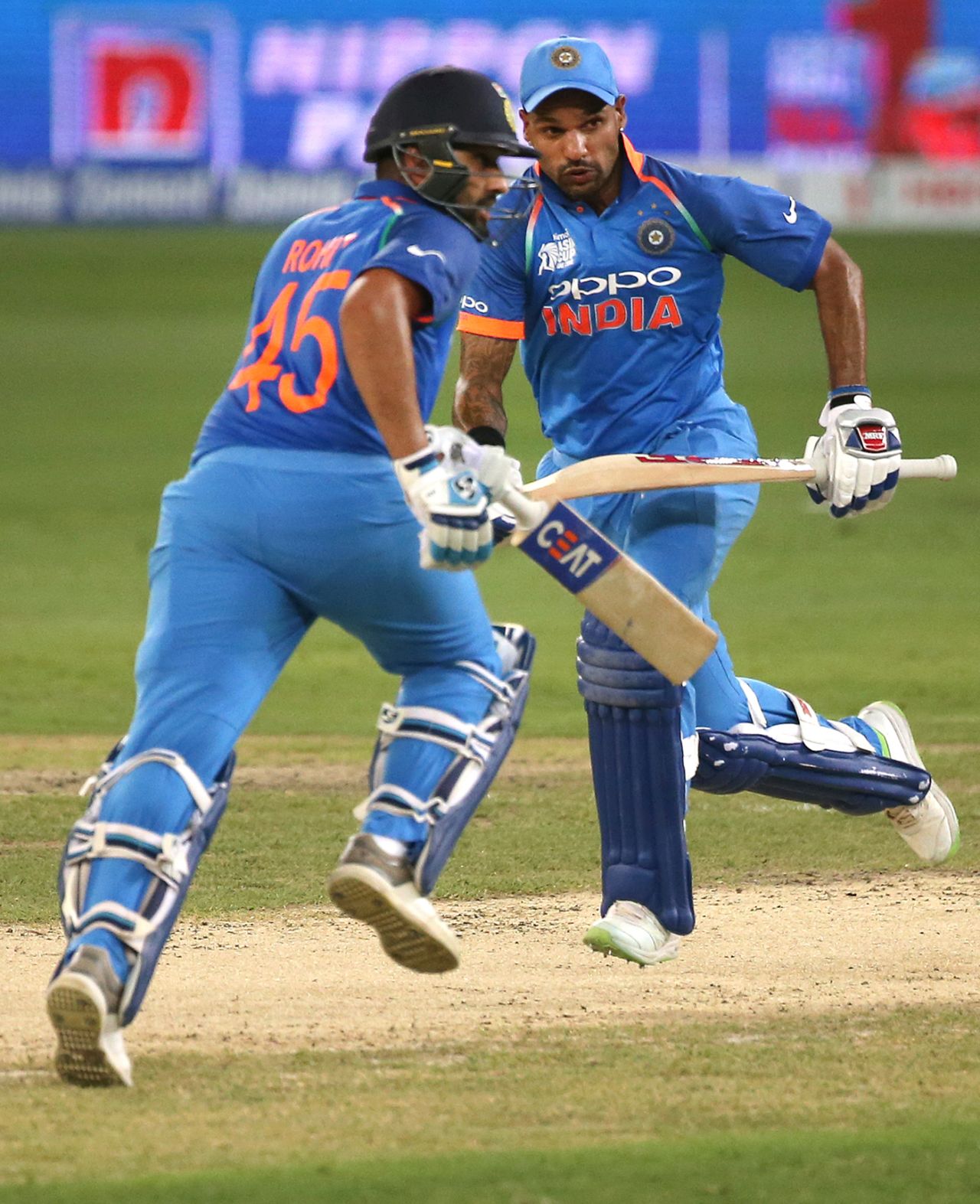 Rohit Sharma and Shikhar Dhawan run between the wickets, India v Pakistan, Super Four, Asia Cup 2018, Dubai, September 23, 2018