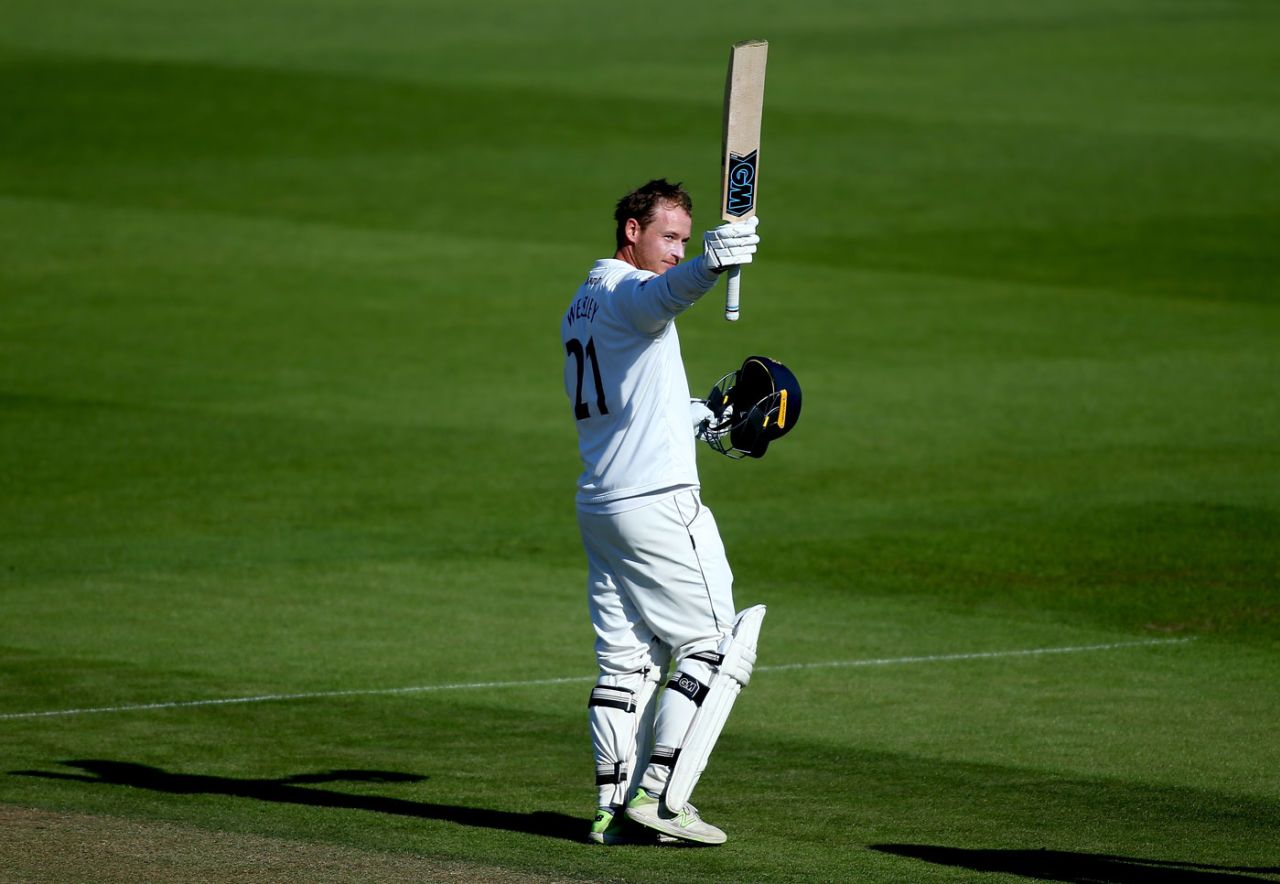 Tom Westley acknowledges the applause for his hundred, Surrey v Essex, County Championship, Division One, The Oval, September 25, 2018