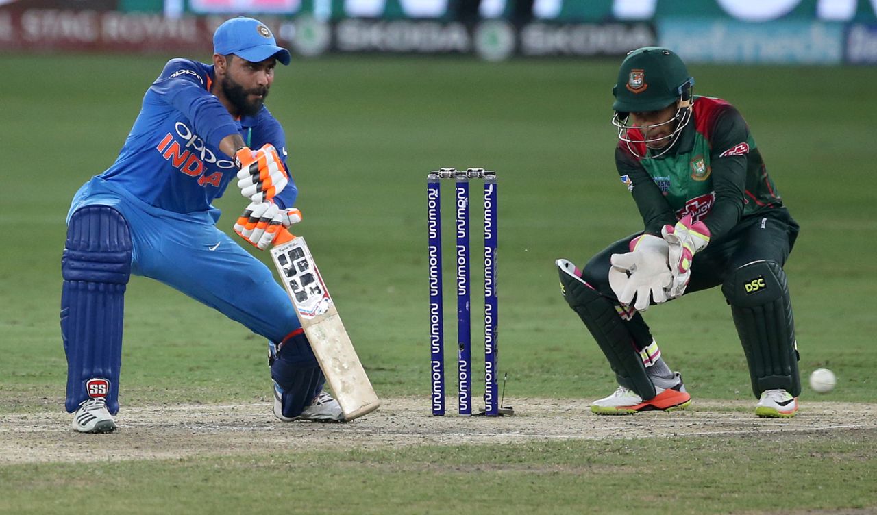 Ravindra Jadeja steers one through the off side, Bangladesh v India, Asia Cup final, Dubai, September 28, 2018